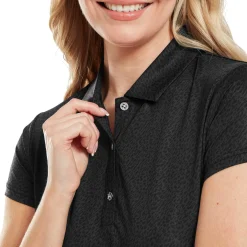 Animal Print Cap Sleeve Lisle Svart