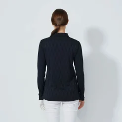 Graphic Jaquard Ls Poloshirt Svart