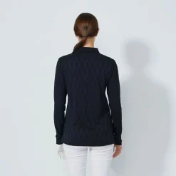 Graphic Jaquard Ls Poloshirt Svart