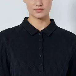 Graphic Jaquard Ls Poloshirt Svart