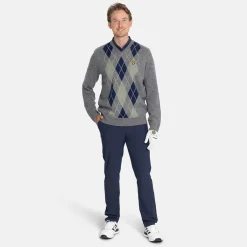 Lambswool Blend Argyle V-Neck Grå Blå