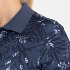 W Tech Hidden Button Pique AOP Blå