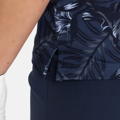 W Tech Hidden Button Pique AOP Blå